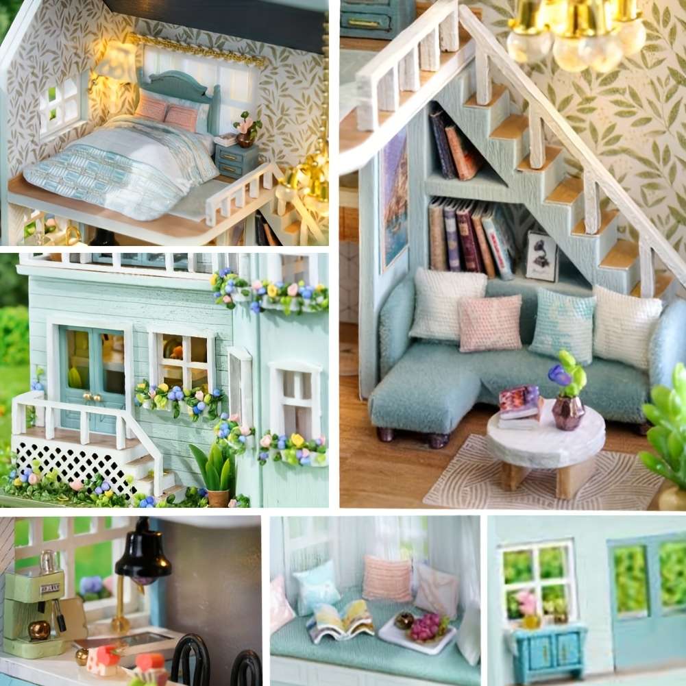 3D Building Model Puzzle Set Style Green