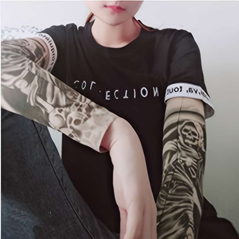 Sunscreen Sleeves Items Black Lines Letters6Pcs