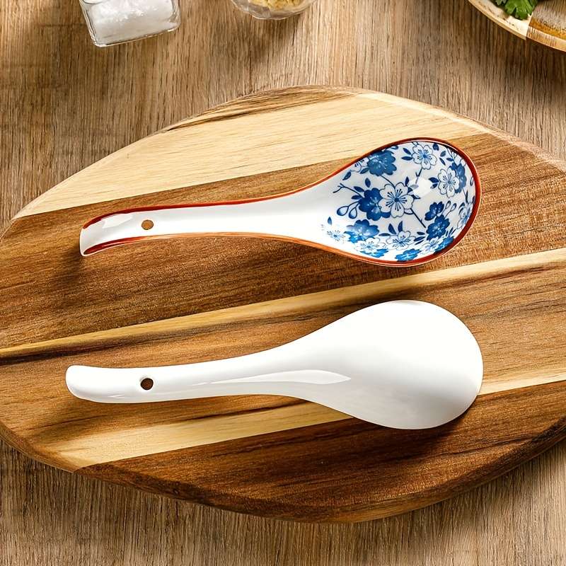 4pcs Ceramic Soup Spoon Japanese Home Use Creative Cute Ramen Noodle Spoon Soup Serving Spoon D