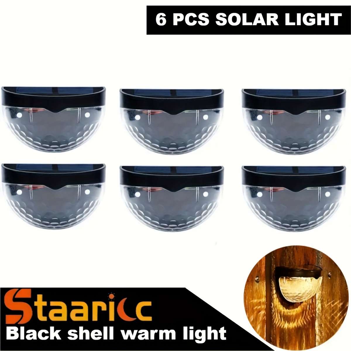 Black Shell Warm Light 4 pcs Outdoor Solar Light
