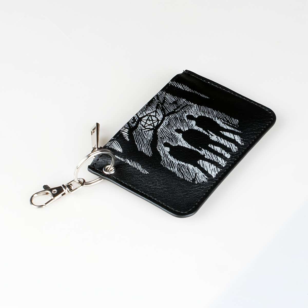 Retro Pattern Mini Credit Card Case Pu Leather Wallet Zipper Women'S Coin Purse With Hook