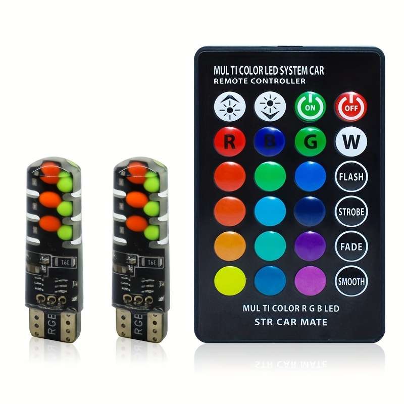 1 Set Car LED Lights New COB RGB Demonstration Wide Light T10 Colorful Burst Flash Co