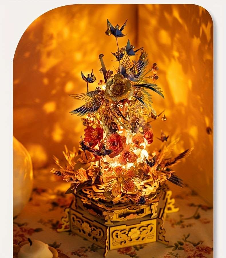 3D Puzzle Musical Instrument Model Items Drunken Flower   Music Box