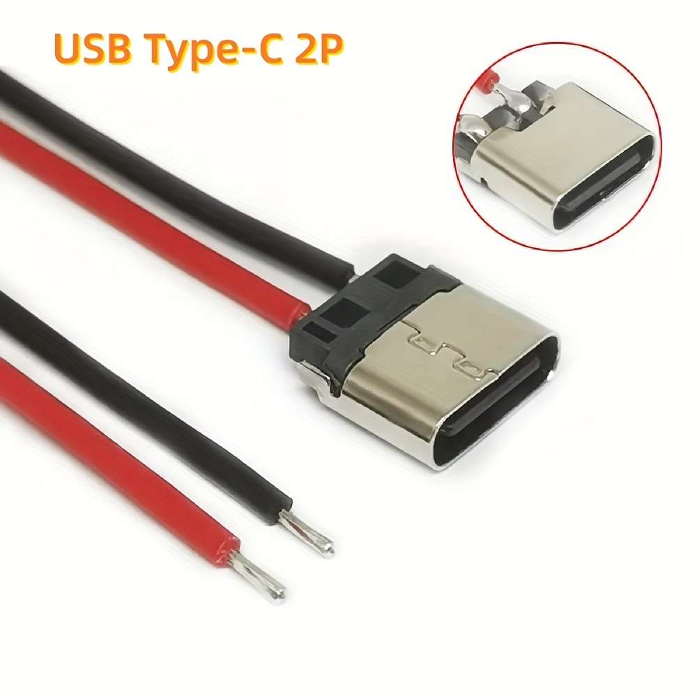 5pcs USB Type-C 2P Solder Wire Mother Head Cable Mobile Phone Charging Cable