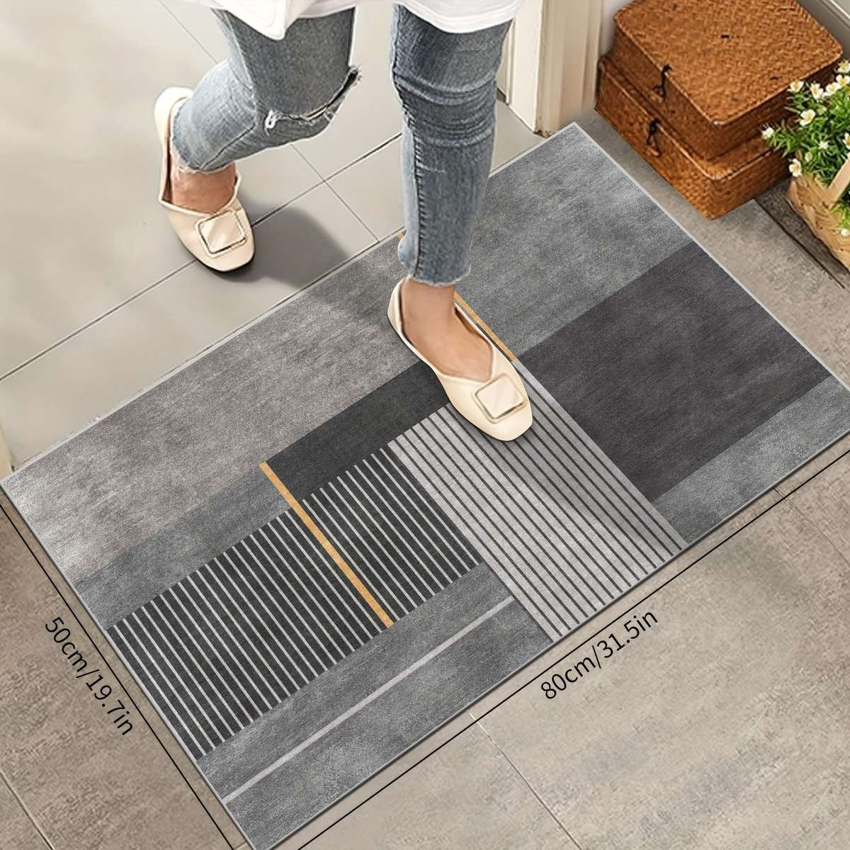 Floor Mats Size 40X60Cm Style Light Luxury Geometry