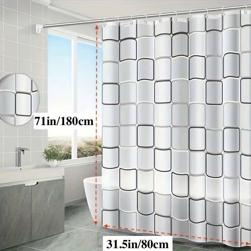 Waterproof Shower Curtain Color Black And White Large Square Size 71X78.7 180X200Cm