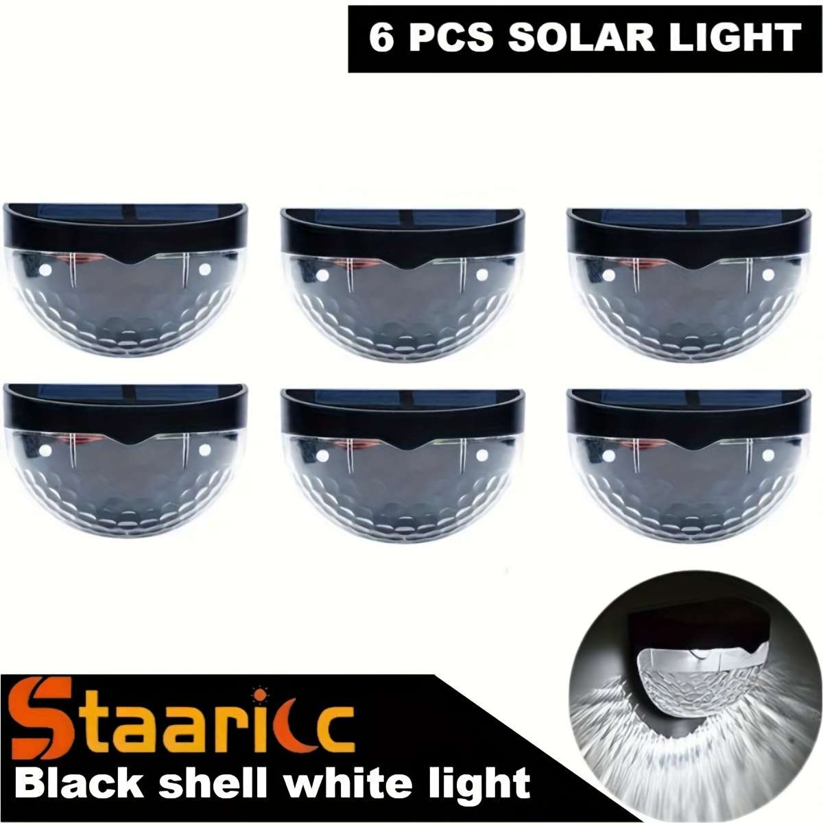 Black Shell Warm Light 4 pcs Outdoor Solar Light