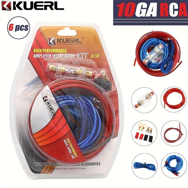 1pc 10GA Audio Rca Cables Car Audio Cable Installation Kit
