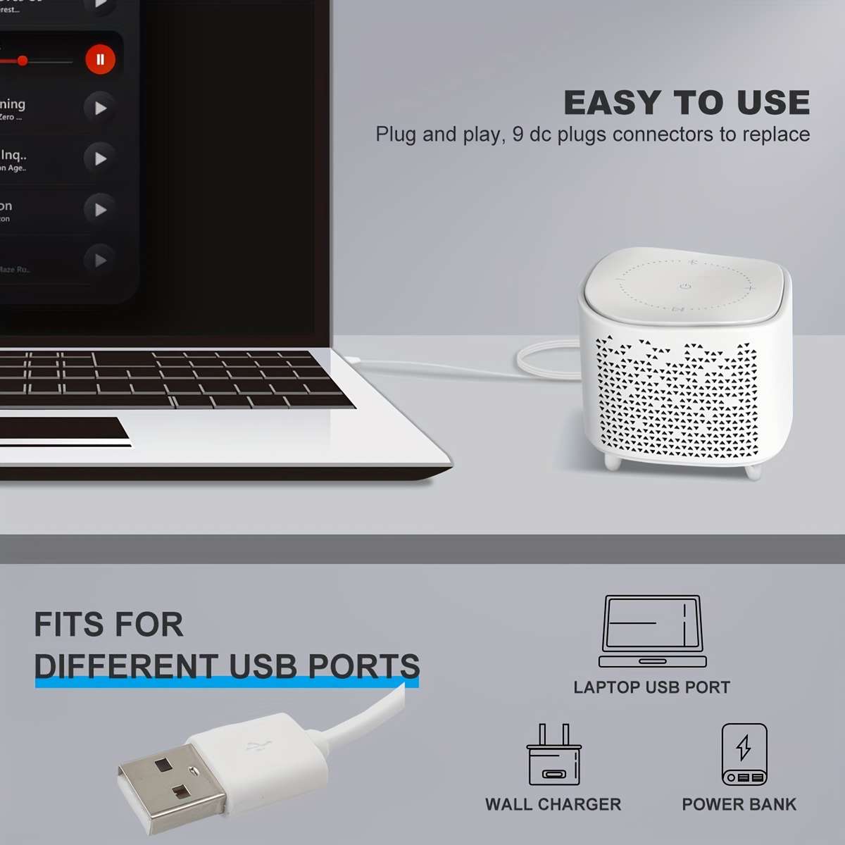 Usb 2.0 A Male To Dc 5.5x2.1mm Barrel Jack Charging Cable Lightweight Design White 47.3