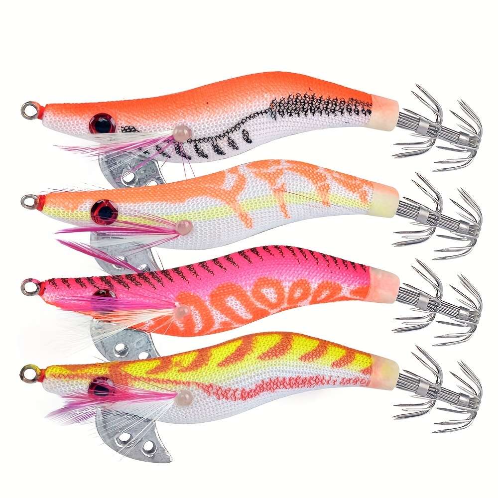 4pcs Luminous Bionic Bait Wood Shrimp  Fishing Tackle 8cm 8g