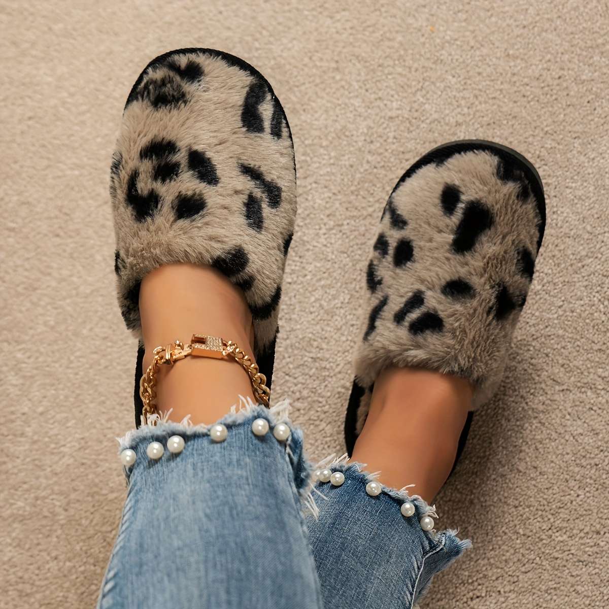 Cotton Slippers Color Black Sizeuk 6.5-7