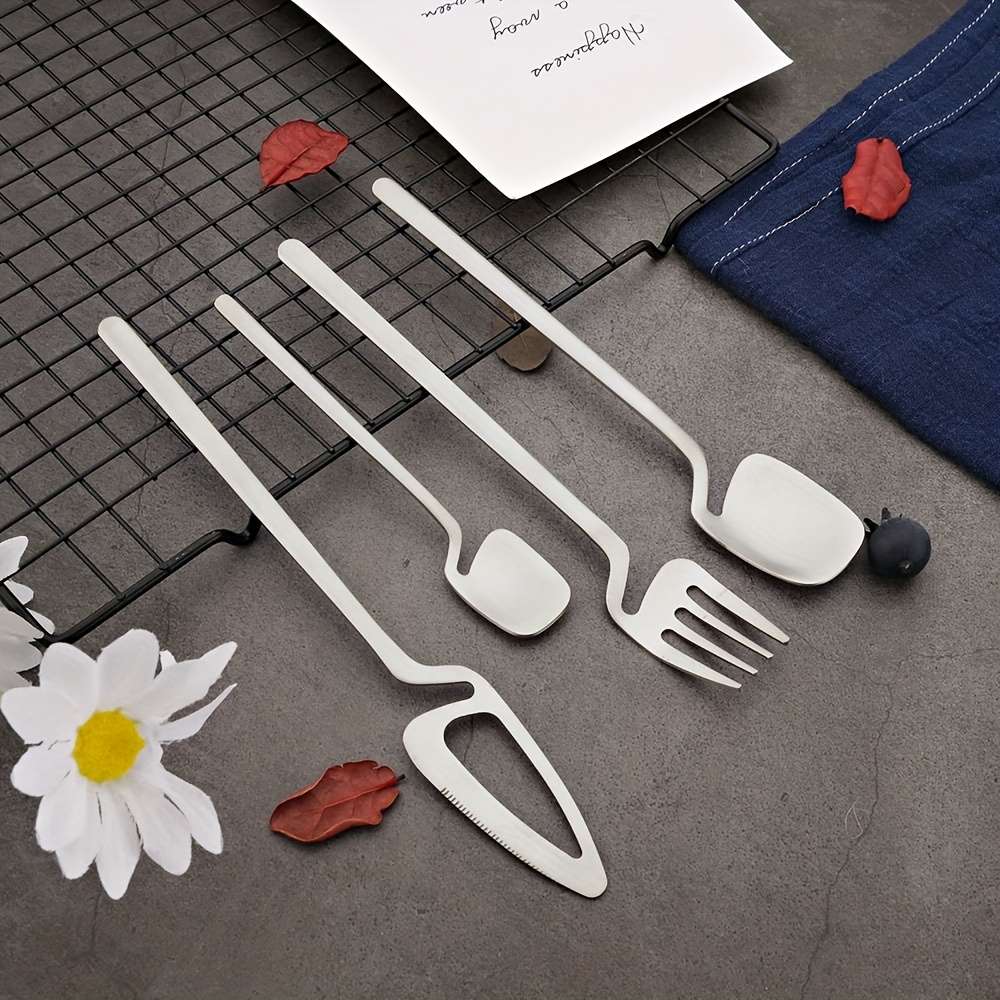 32pcs Stainless Steel Cutlery Set for 8 Matte Finish Includes Knife Fork Spoon Teaspoon