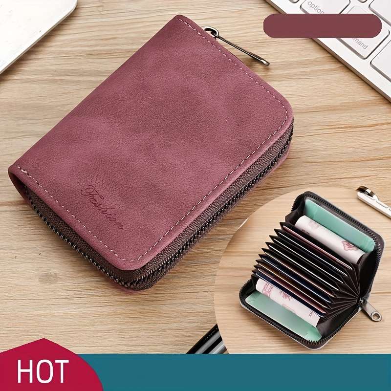 Compact Ultra-Thin Synthetic Leather Card Holderlarge Capacity Multi-Slot Organizer With Zi