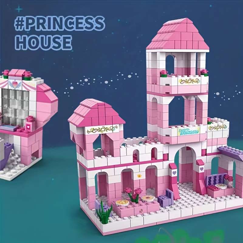 Building Toy Architectural Model Toy Set Color Pink Castle