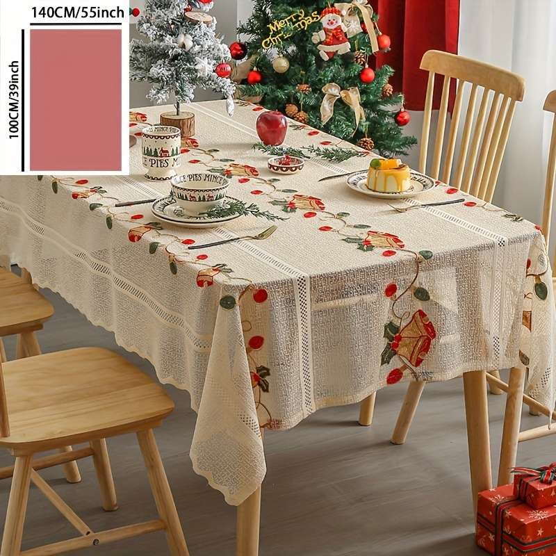 Christmas Tablecloth Color Beige Size W139.7Cmxh99.06Cm