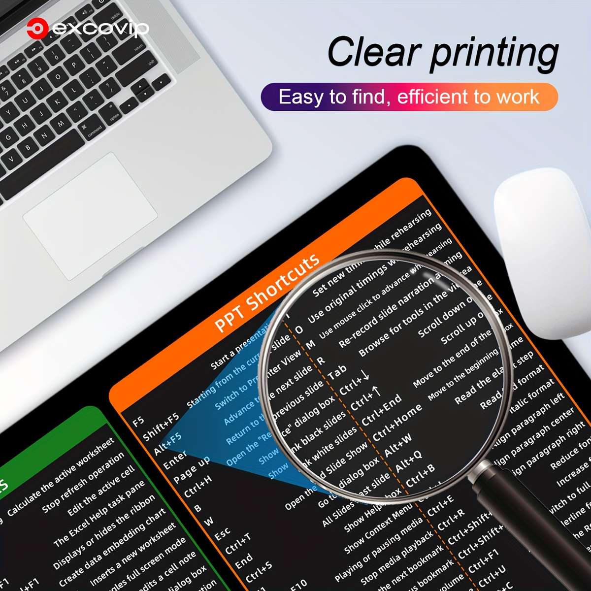 Mouse Pad Items Office Shortcut Keys 60X30Cm 23.6X11.8 Inch