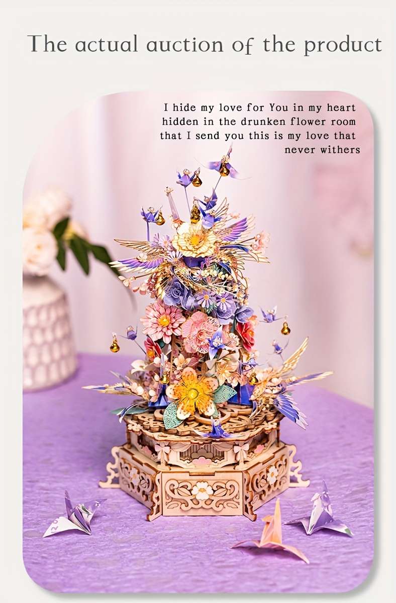 3D Puzzle Musical Instrument Model Items Drunken Flower   Music Box