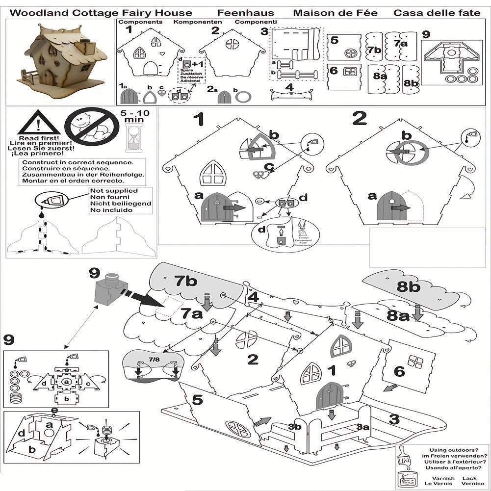 3D Building Model Puzzle Set Items Fairy House Craft Kit