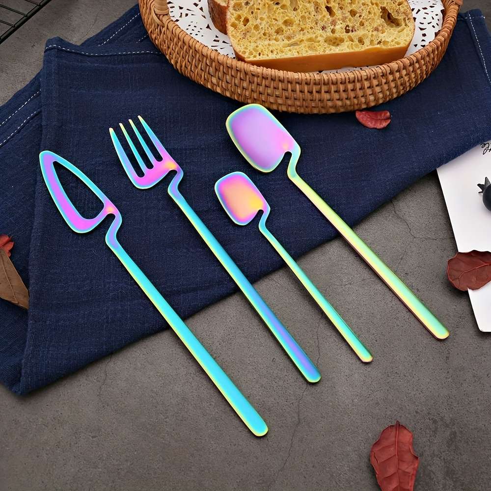 32pcs Stainless Steel Cutlery Set for 8 Matte Finish Includes Knife Fork Spoon Teaspoon