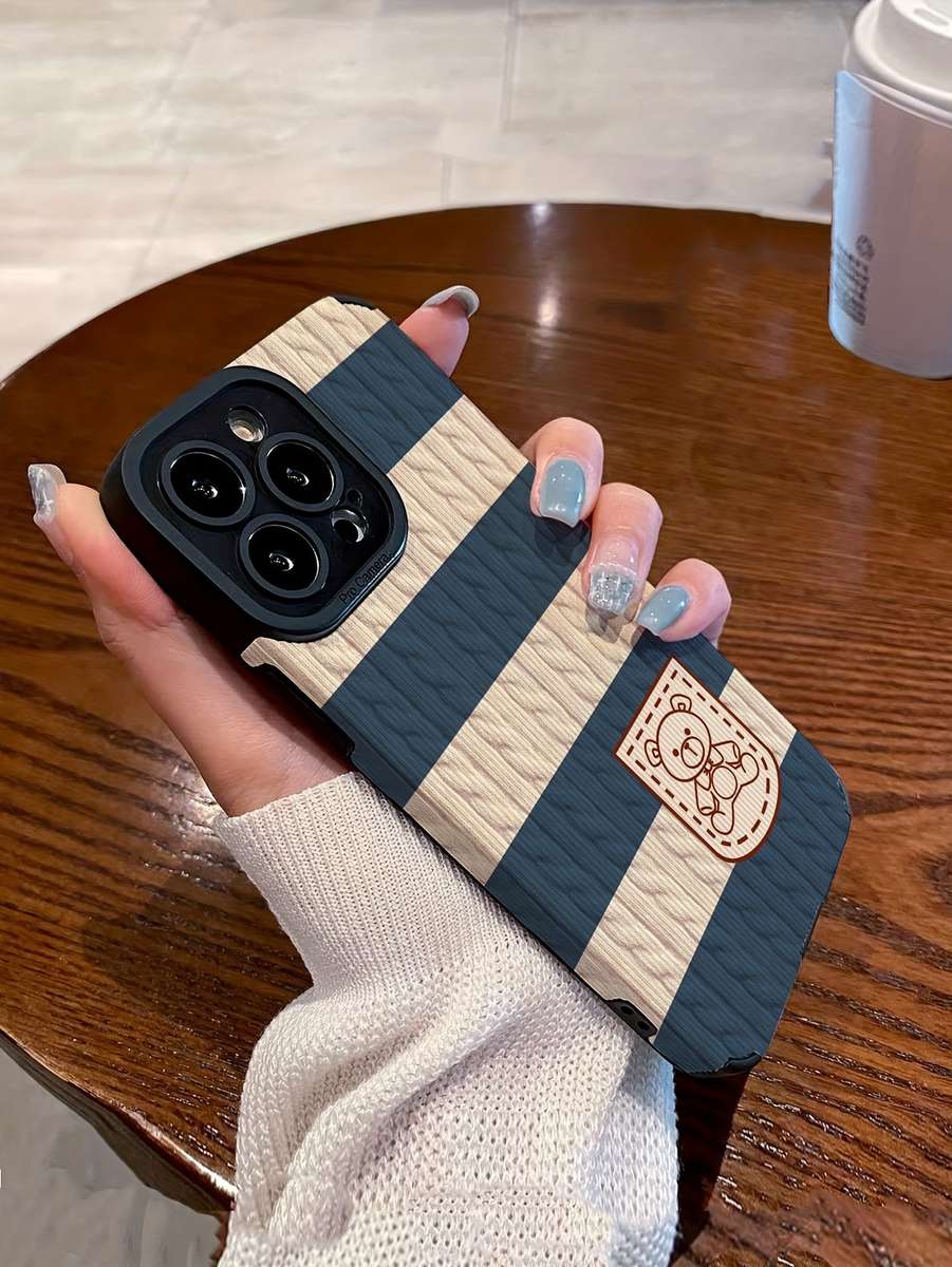 1Pc Black For iPhone 12 Pro Knitted Cartoon Phone Case