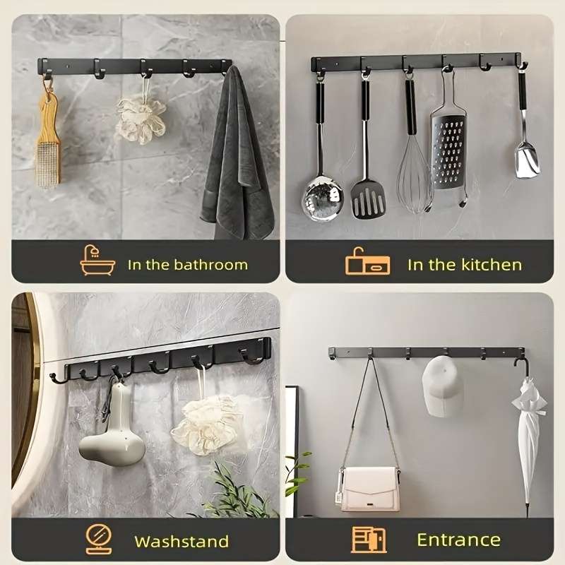 Bathroom Storage Rack Size 2Pc 6 Hooks