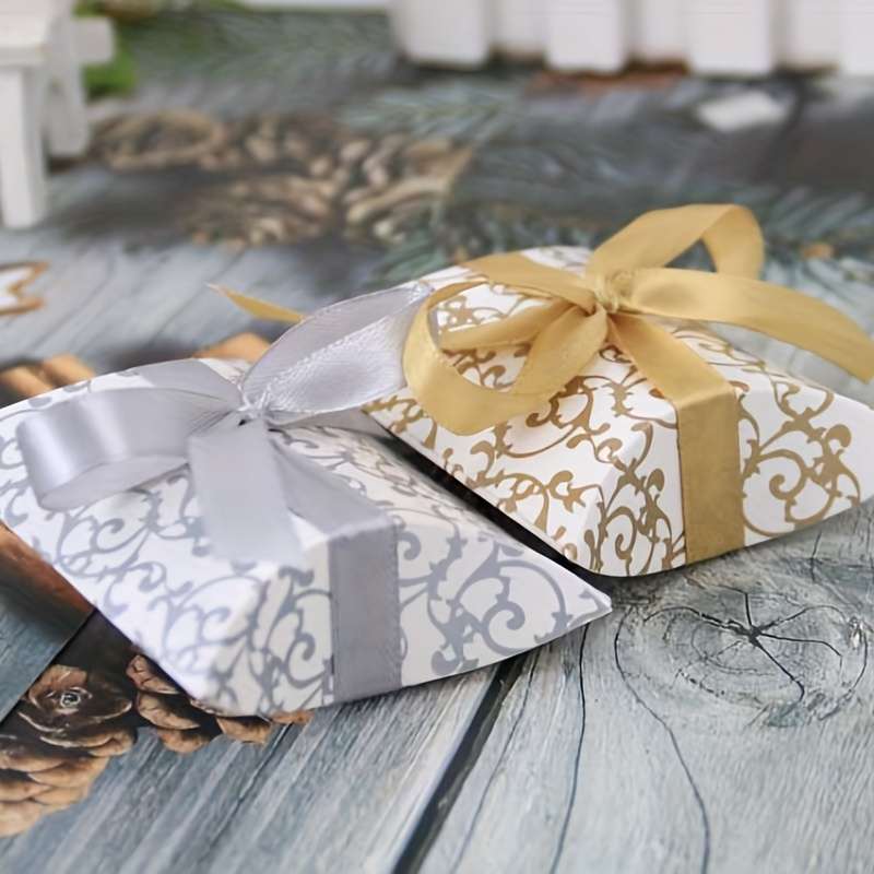 Christmas Gift Boxes Color 10Pcs -5 Golden  ADD 5 Silvery