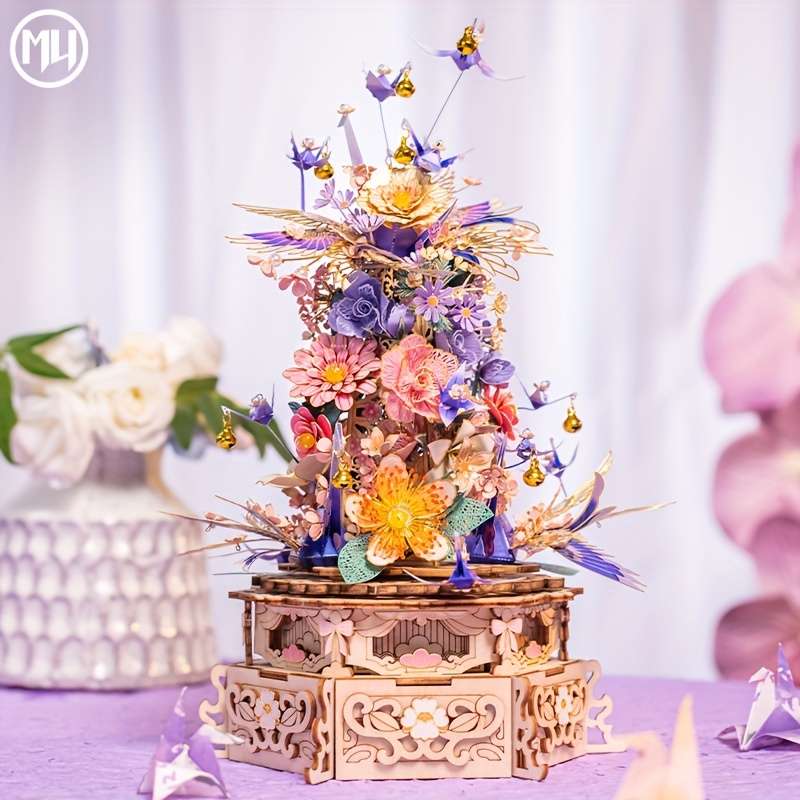 3D Puzzle Musical Instrument Model Items Drunken Flower   Music Box