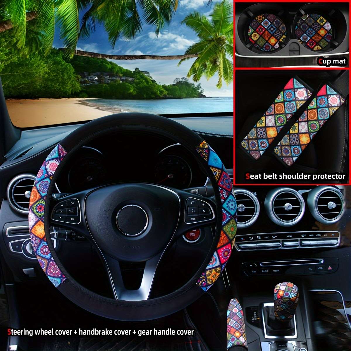 Car Steering Wheel Cover 7Pcs