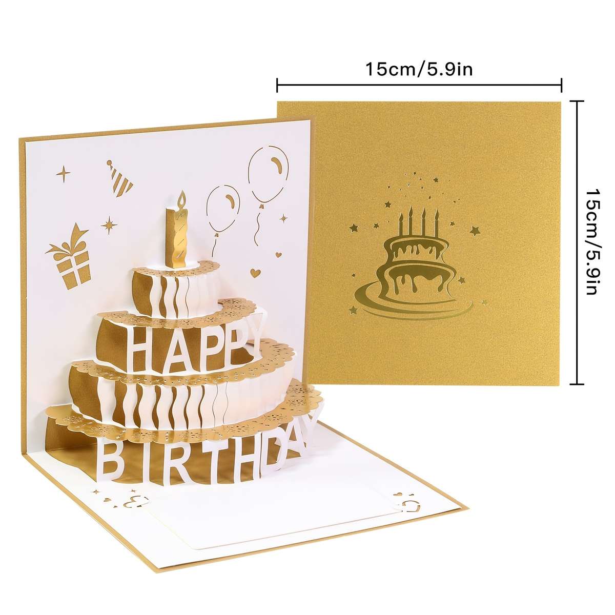 Greeting Cards Items 4 Layer Cake - Golden