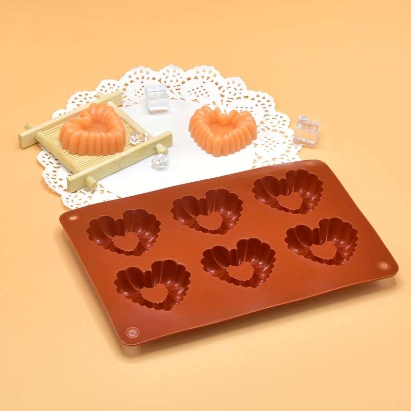 Suitable For Baking Molds Model 1Pc 6 Flowers Silicone Brown Opp Packaging