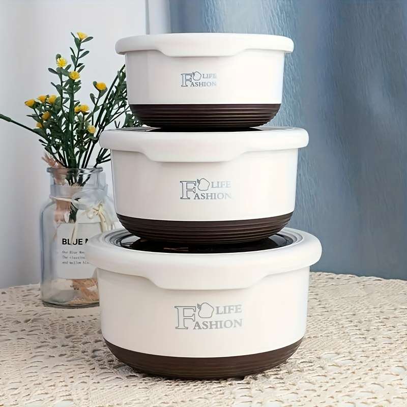Antibacterial Box Beige 3Pcs Stainless Steel Stowable Stackable Lunch Box