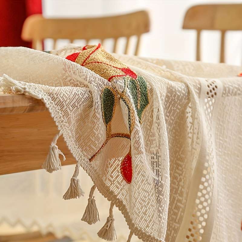 Christmas Tablecloth Color Beige Size W139.7Cmxh99.06Cm