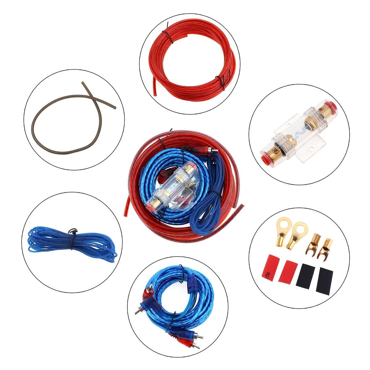 1pc 10GA Audio Rca Cables Car Audio Cable Installation Kit