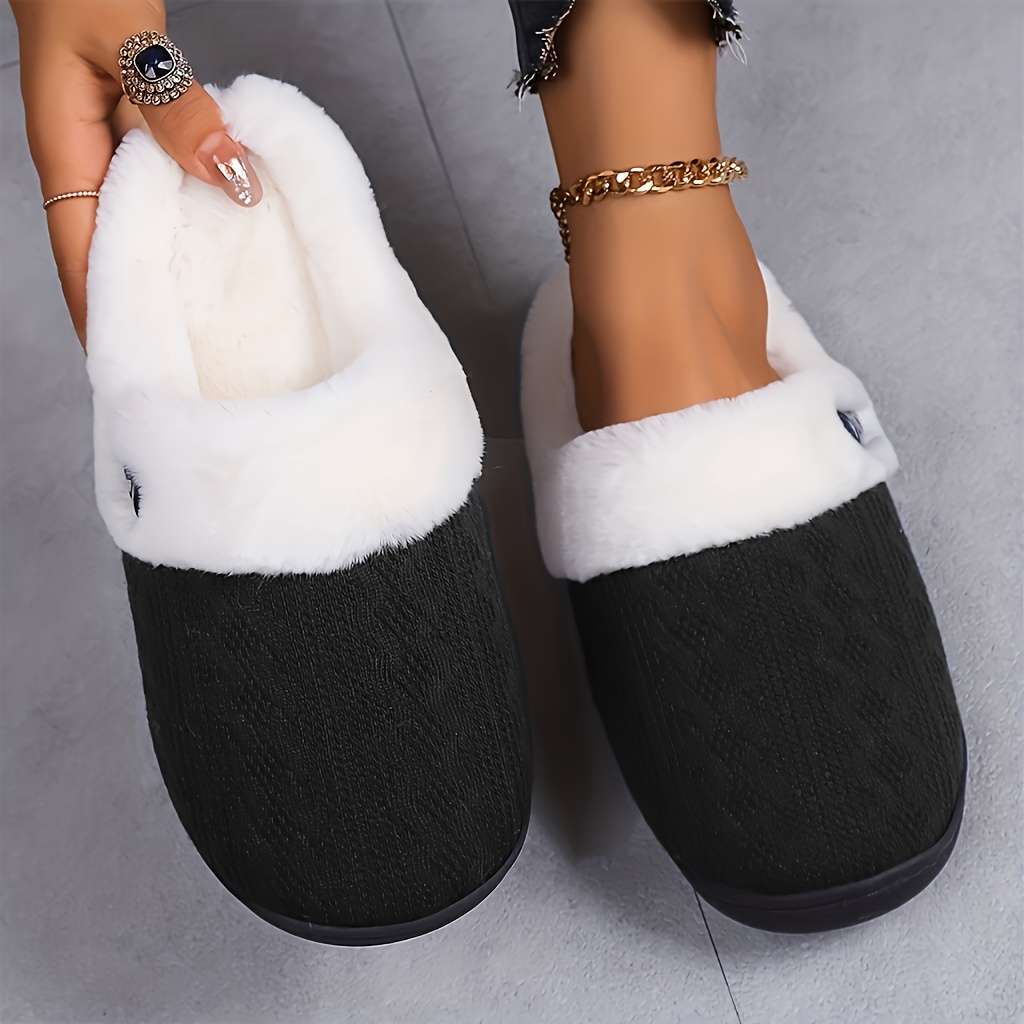Cotton Slippers Color Black Sizeuk 9.5-10