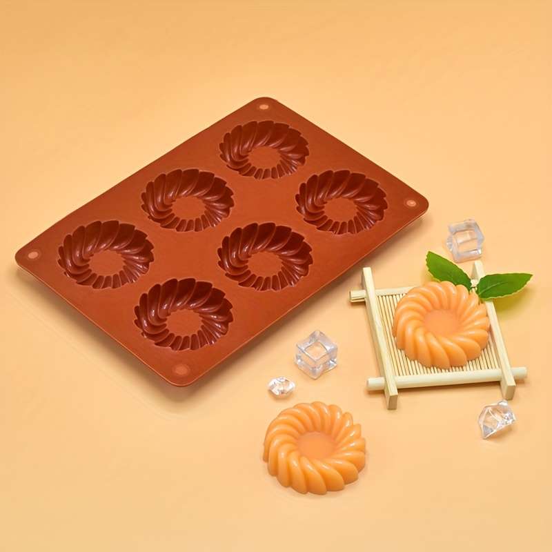 Suitable For Baking Molds Model 1Pc 6 Flowers Silicone Brown Opp Packaging