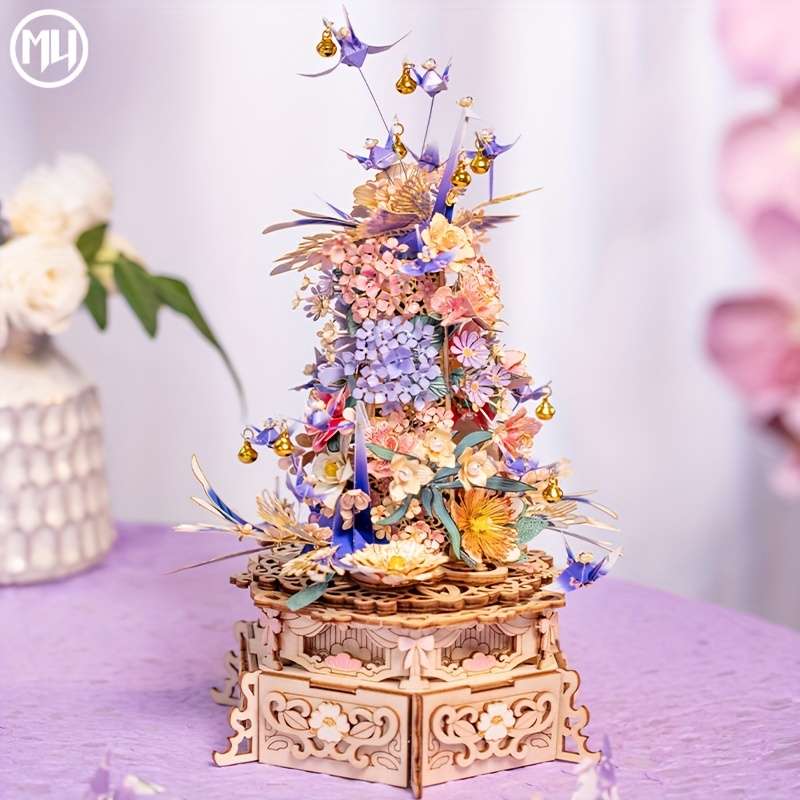 3D Puzzle Musical Instrument Model Items Drunken Flower   Music Box