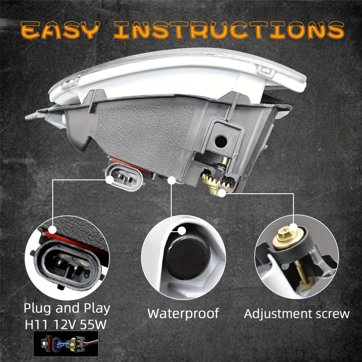 Car Lights Items 2Pcs With Wiring Kit