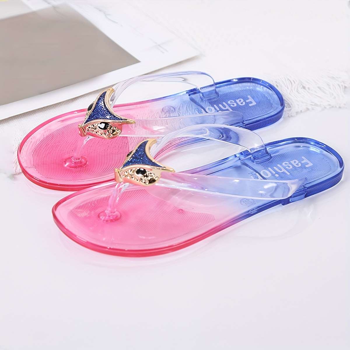 Ladies Summer Flip Flops Pink Red Uk 5