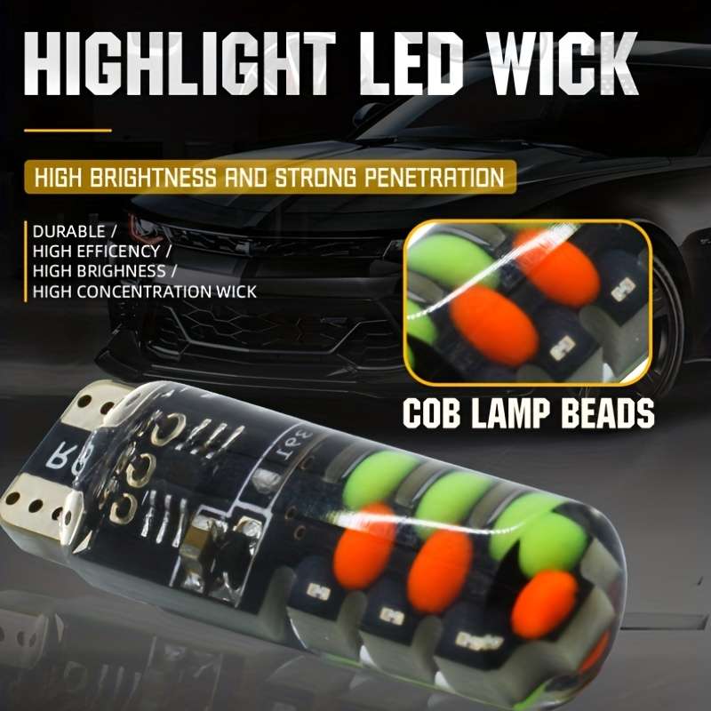 1 Set Car LED Lights New COB RGB Demonstration Wide Light T10 Colorful Burst Flash Co