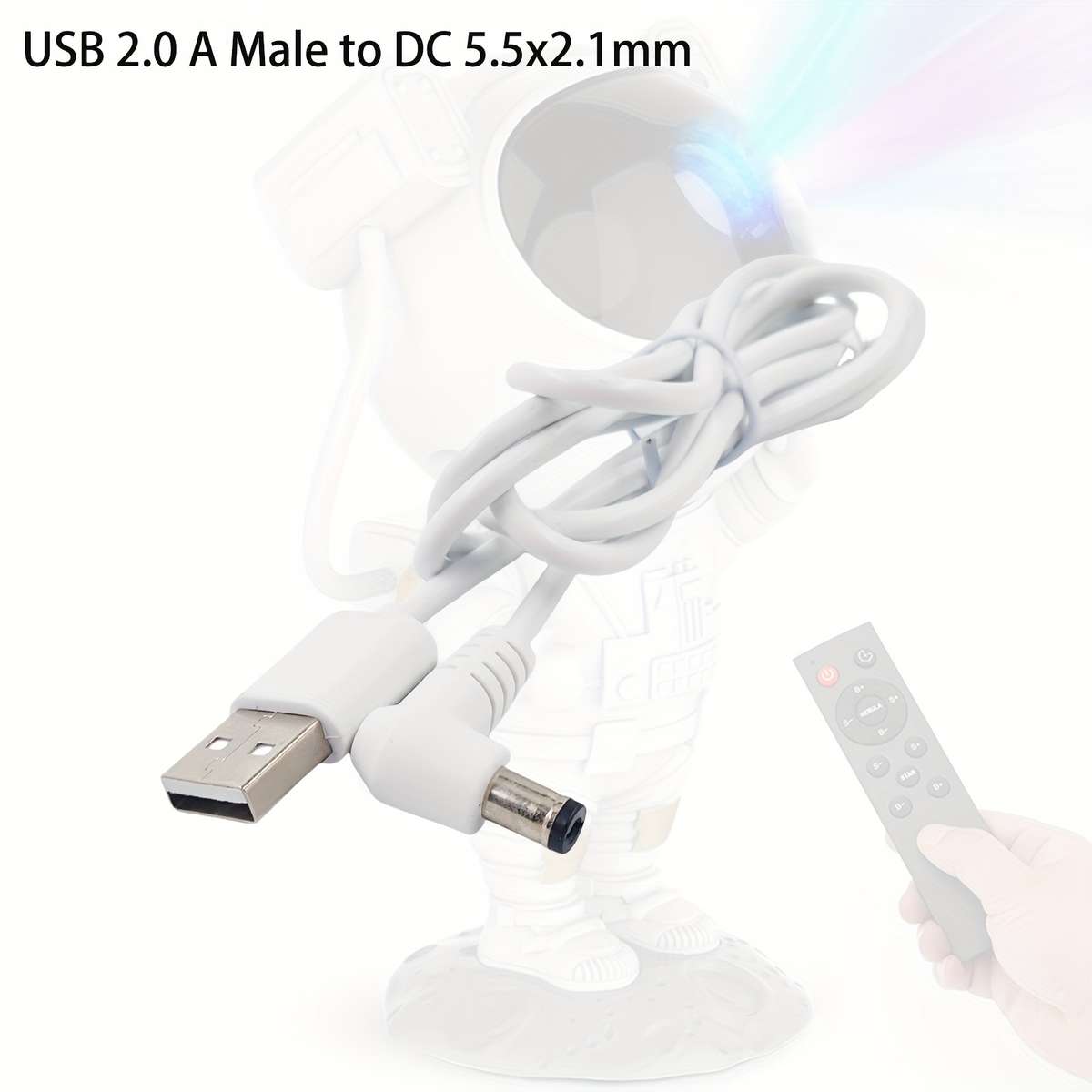 Usb 2.0 A Male To Dc 5.5x2.1mm Barrel Jack Charging Cable Lightweight Design White 47.3