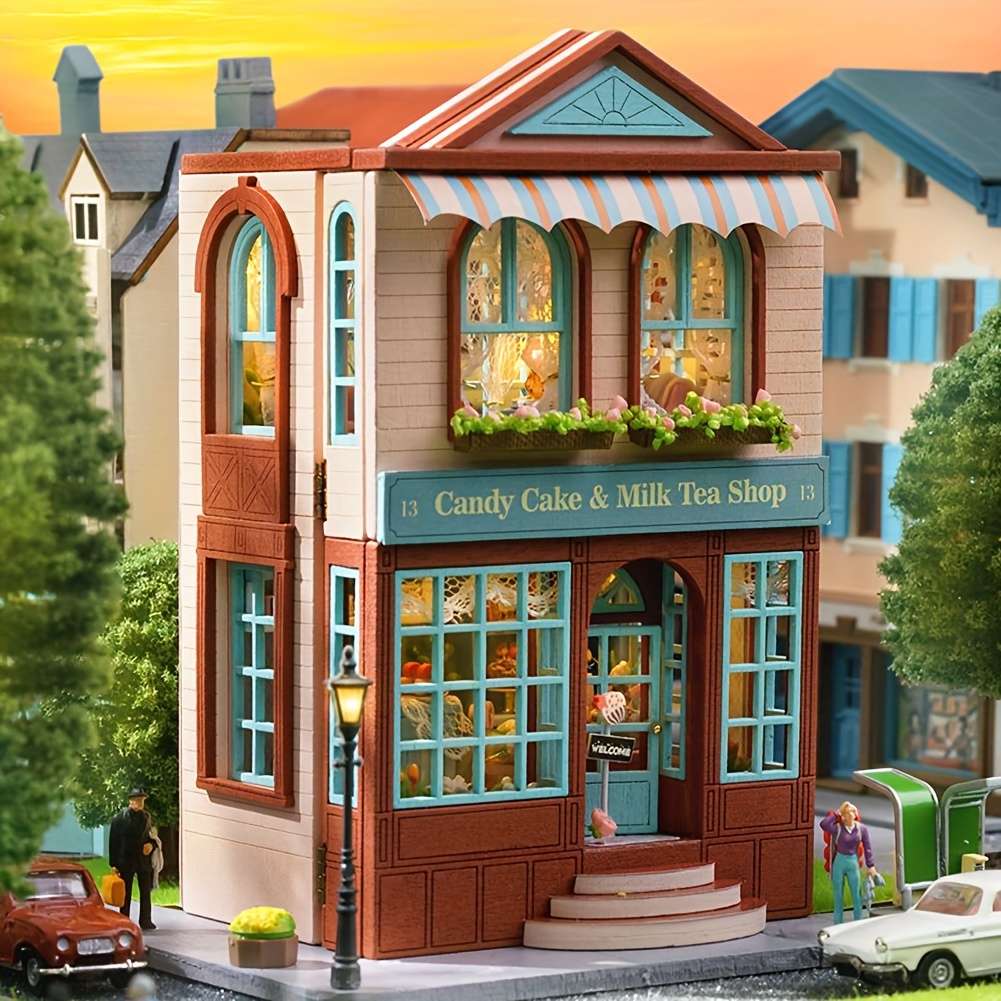 3D Building Model Puzzle Set Style Dessert Shop