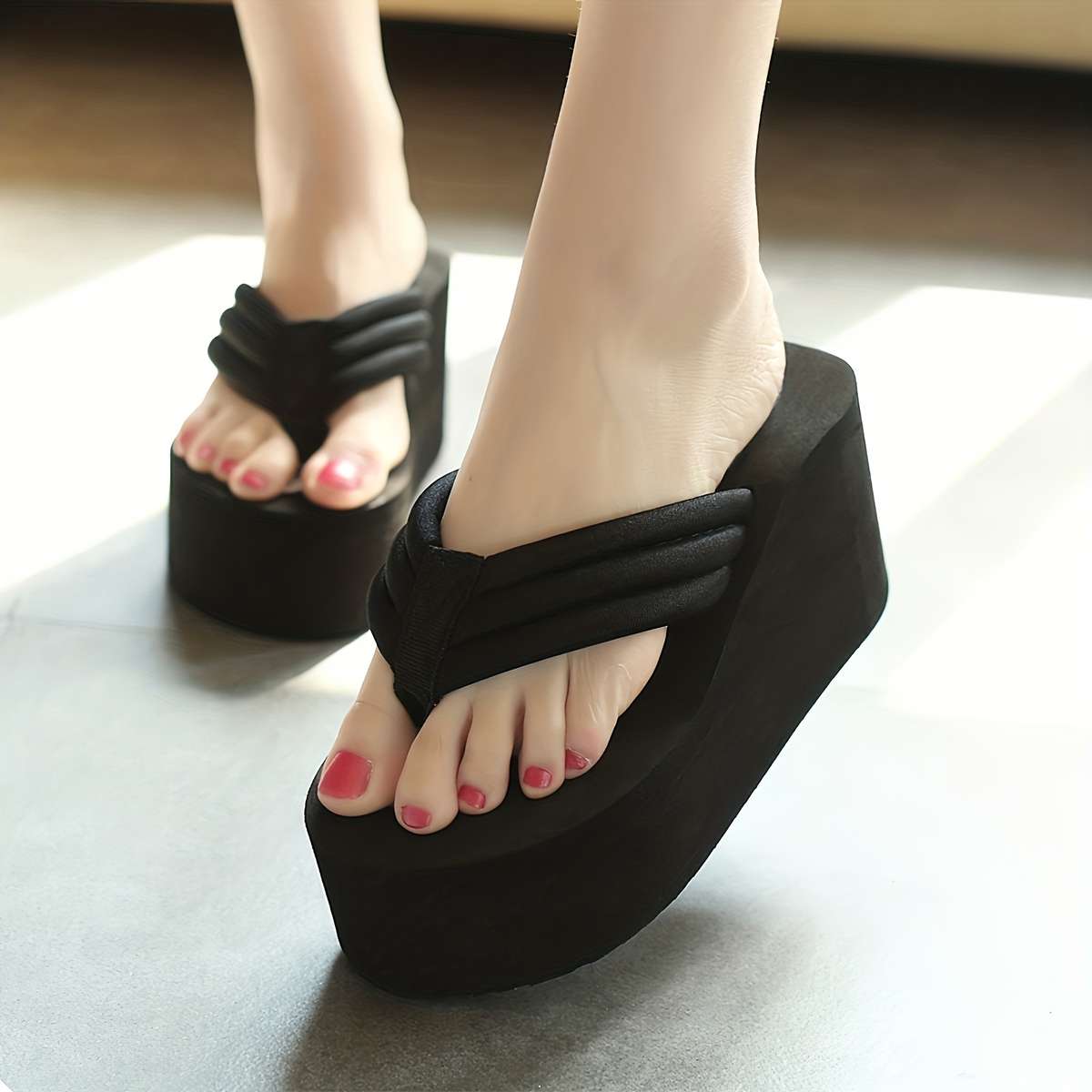 Ladies Summer Flip Flops Black Uk 3