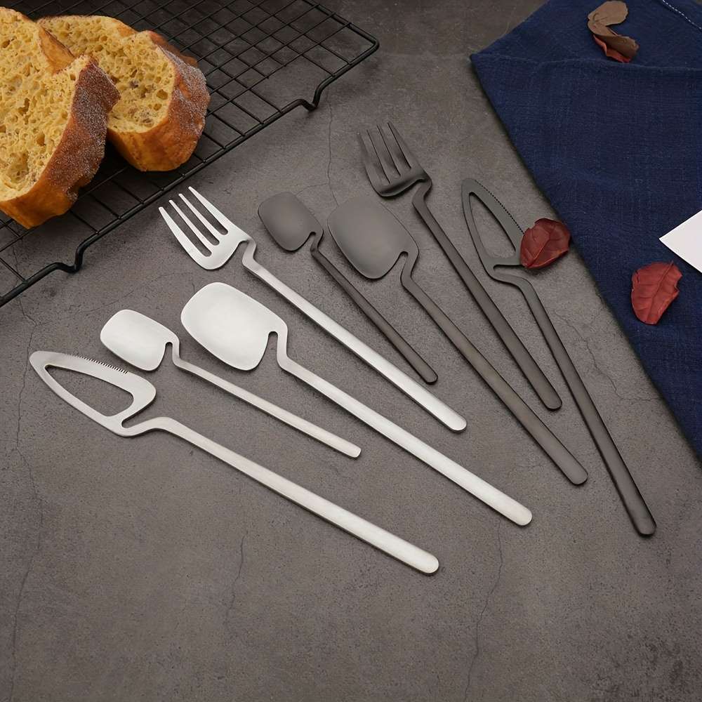 32pcs Stainless Steel Cutlery Set for 8 Matte Finish Includes Knife Fork Spoon Teaspoon