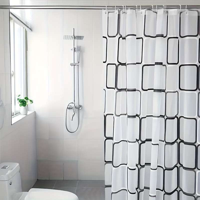 Waterproof Shower Curtain Color Black And White Large Square Size 71X78.7 180X200Cm
