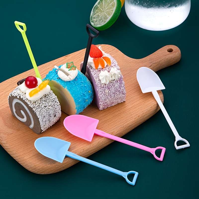 100pcs Colorful Disposable Plastic Spatula Spoons Perfect for Ice Cream Cake Cheese Desse
