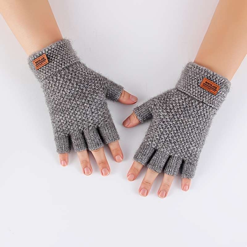 Gloves Color Dark Gray Leather Label