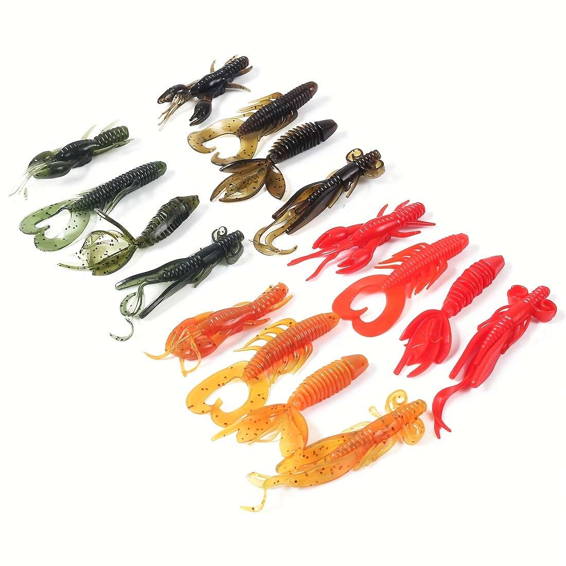 4pcs Anmuka Soft Fishing Lures Realistic Green  Black Lobster Designs 2g Silicone Bait for Bass