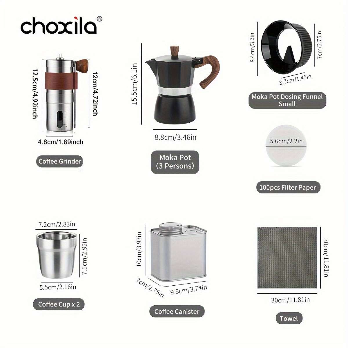 Coffee Machine Model 3 Cups Moka Pot Gift Set