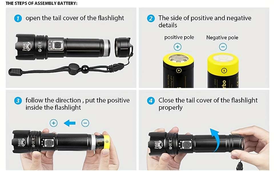 Heavy Duty Poslani Led Flashlight 700 Lumens Rechargeable Handheld Emergency