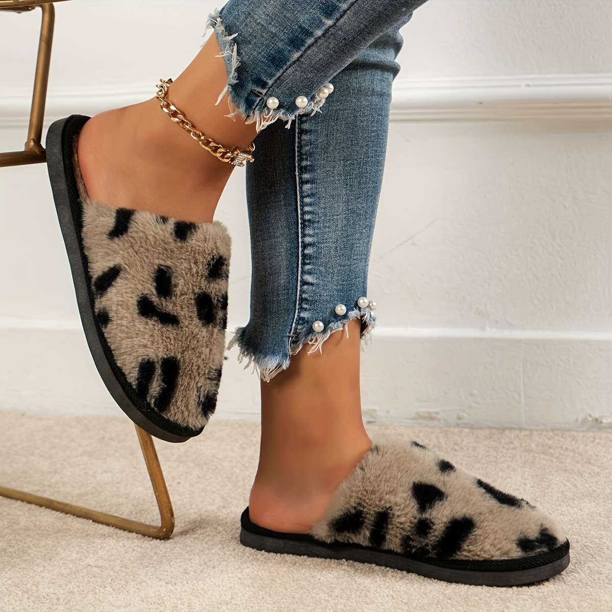 Cotton Slippers Color Black Sizeuk 6.5-7